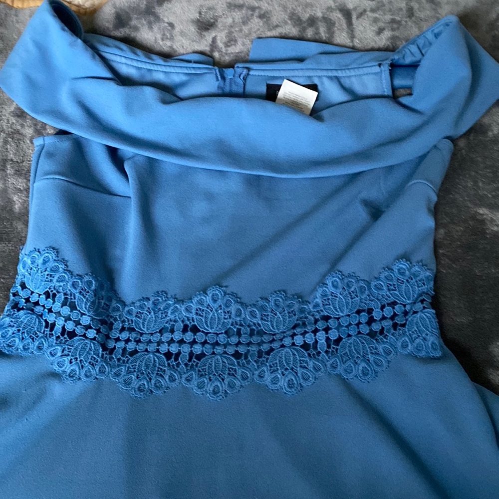 Off the shoulder fit and flare dress with cut out waist. Size 11/12